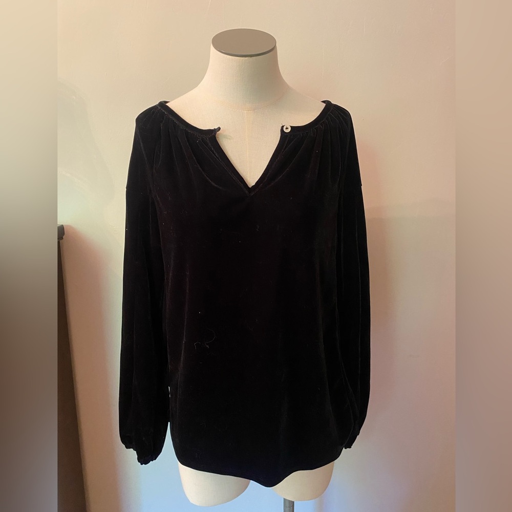 Dylan Los Angeles Black Velvet Keyhole Blouse